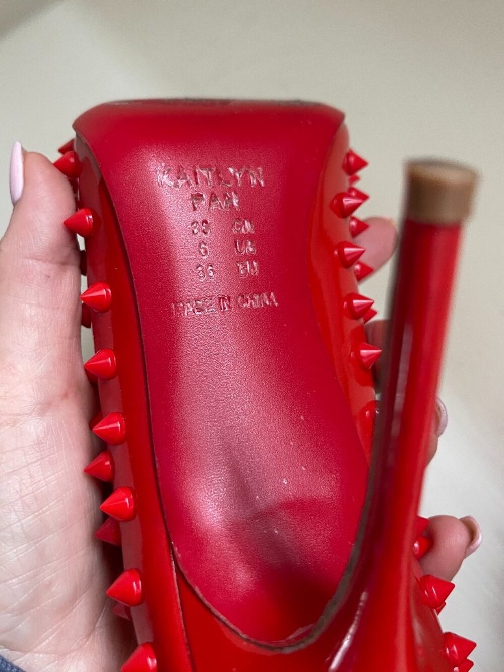 Spike Heels Red sole bottom Spike Red Pattend Heels - Picture 6 of 7